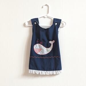 Vtg Valerie of Miami 2T Girls Navy Swing Top Whale
